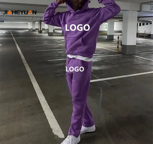 Custom Streetwear 400Gsm Pullover Hoodie Men <strong>Tracksuits</strong> High Quality <strong>100</strong>% Cotton Two Piece Sweatpants And Hoodie Set Men - Product Image 2