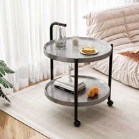Salon Petite Table Basse En Bois Double Couche Multifonction Moderne Durable Mobile Canapé Table D'appoint pour Petit Appartement