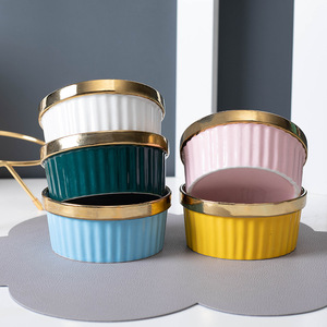 <b>Cat</b> Bowl Set Elevated Dual <b>Feeder</b> For <b>Cats</b> With Food And Water Dish Green Gold Trim - Product Image 3