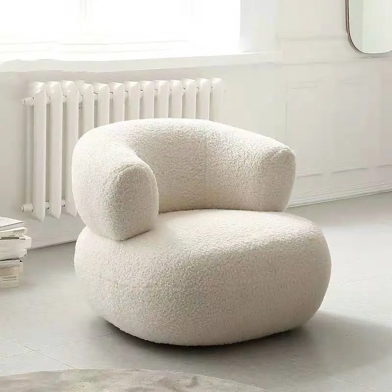 Minimalist Modern Lamb Velvet Sofa White Lazy Single Chair Casual Luxury Living Room Sofa