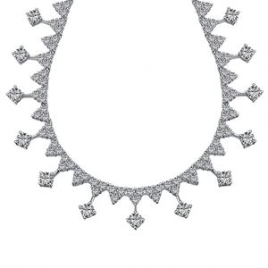 Dylam Dazzling Collection Exaggerated Sterling Silver Rhodium Plated Women Cluster Diamond Elegant 5A Zirconia Wedding <b>Necklace</b> - Product Image 1