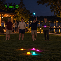 YumuQ – Ensemble de boules de pétanque lumineuses en plastique LED pour l'extérieur, jeu de pelote pour la pelouse, la plage et les sports de jardin