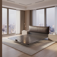 Meilleures ventes - Lit flottant au design minimaliste, haute capacité de charge, nouveau cadre de lit en acier au carbone avec revêtement en cuir