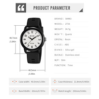 Montre à quartz pour femme SKMEI avec bracelet en silicone vert menthe, cadran blanc et chiffres arabes, WR 30M, montre-bracelet décontractée pour tous les jours 2733