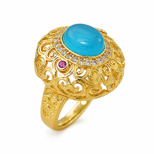 Anello regolabile con apertura rotonda e cava, design alla moda, gioiello unisex per l'uso quotidiano - Product Image 1