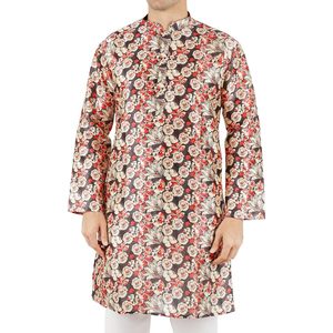 Conjunto de Kurta y Pijama de Satén Estampado para Hombre, Ropa Tradicional Étnica India, Diwali Puja - Product Image 4