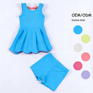 Nouvelle Robe d'été sans manches pour filles, style gilet, avec short intégré, <span class=keywords><strong>ceinture</strong></span> sport, en polyester respirant, col carré, couleur unie personnalisable - Product Image 1