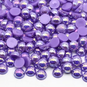 Wholesale AB Colors Plastic Flat Back Pearl In Bulk Pieces Half Pearls Abs Round Pearls For Crafts 3d Nail Art