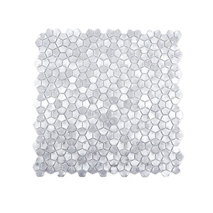 Factory Customized Multi-level Pentagon Gravity Aluminium Silver Metal <b>Mosaic</b> Tile for Home Decor - Product Image 1