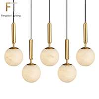 Lámparas de araña de latón para decoración del hogar, candelabros colgantes de techo con pantalla de mármol, luces colgantes