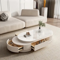 Table basse moderne de luxe légère en dalle de roche Salon de haut niveau Maison Table à thé rétractable Nouvelle table de salon italienne