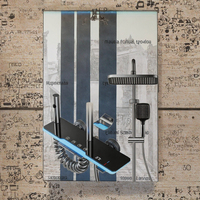 Nouveau Système de Douche Intelligent Numérique Monocommande Mural pour Salle de Bain, avec Jet Pluie, Thermostat Piano, Fonction Pause et Jet Massage, Finition Brossée, pour Hôtels