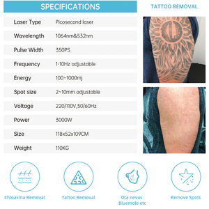 Q-switched Nd Yag macchina Laser rimozione tatuaggio Laser Pico Laser rimozione del pigmento picosecondo - Product Image 6
