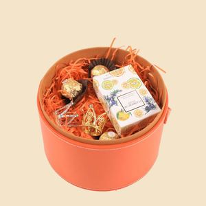 Boîte de rangement ronde en cuir PU de luxe, 3 tailles, emballage cadeau, boîte cadeau pour fleurs, pour les occasions de mariage - Product Image 6