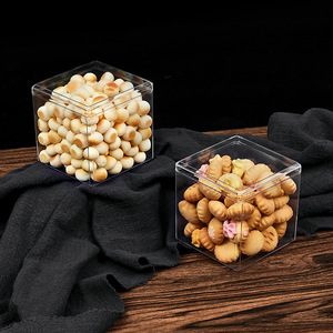 Boîte de rangement en plastique PS transparente, longue et rectangulaire, rigide, empilable, avec couvercle, pour biscuits, en-cas, confiseries, emballage cadeau, qualité alimentaire - Product Image 1