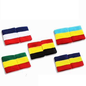 Ülke bayrağı renkler çizgili nakış yumuşak pamuk atletik Terry bez örme atletik ter bandı bileklik ve kafa bandı - Product Image 4