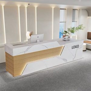 Led ánh sáng sang trọng Trắng treception bàn đá cẩm thạch màu Salon cửa hàng thu ngân đơn giản hiện đại nhỏ quầy tiếp tân bàn - Product Image 6