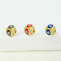 Perles d'espacement d'yeux de 8mm, perles en laiton de Zircon, fabrication de bijoux, Bracelet plaqué or, perles rondes pour bricolage, entretoise époxy