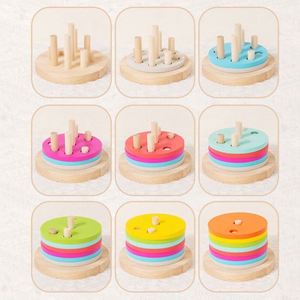 Wooden Construction <b>Puzzle</b> Shape Color Sorter Activity Sort Game STEM Educational Stacking Blocks Toy Set - Product Image 4