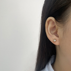 Pendientes de Bola de <span class=keywords><strong>Oro</strong></span> Sólido de 18K con Diamantes Naturales Reales Certificados por Terceros, Corte Brillante, Joyería de Moda para Mujer - Product Image 4