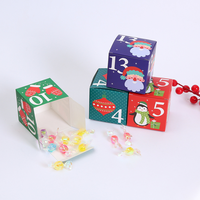 Boîte de calendrier de l'avent personnalisée avec dessin animé, 24 jours de compte à rebours, boîte de calendrier de l'avent de Noël, boîte plate en forme de cube pour cadeau de fête