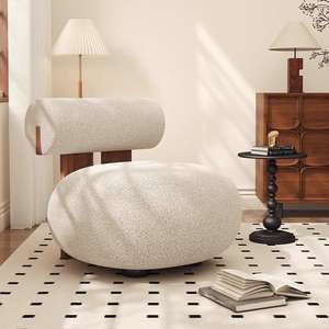 Canapé simple en velours d'agneau de Style crème français Design moderne <span class=keywords><strong>pour</strong></span> salon chambre balcon décontracté hippopotame chaise tissu matériel - Product Image 4