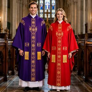 Unisex Flag <b>Cape</b> Gold Embroidery Polyester Durable Sports and Games Celebrant Robe Clergy Worship Gown Men <b>Women</b> - Product Image 1