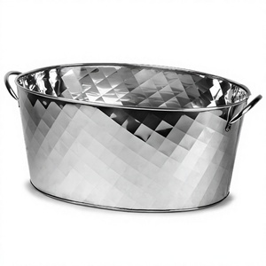 Stainless Steel Double Wall Wine Chiller with Oval Handle Metal Wine Bucket Cooler with Handle for <b>Champagne</b> and Wine Storage - Product Image 1