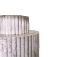 Table d'appoint colonne en marbre rose crème cannelé SH STONE en pierre naturelle pour salon et décoration intérieure