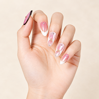 Faux Ongles à Presser Effet Œil de Chat, French Manucure, Motif Étoile, en Gel Souple Réutilisable, Vente en Gros