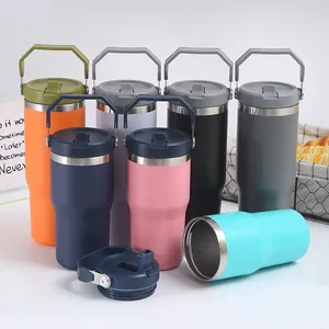 Gobelet isotherme en acier inoxydable à double paroi de 30 oz, prêt à être expédié, avec couvercle, pour le camping, les voyages, thermos, maintien au chaud de 12 à 24 heures - Product Image 2