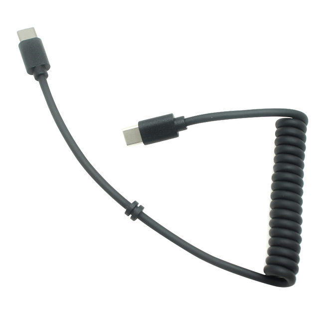High Performance Coiled USB3.0 Type C to Type C Cable10Gbps 60W Spring PD Type C Charging Cable Black for Date Transport
