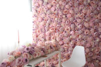 Rideau mural de fleurs roses de haute qualité, toile de fond florale pour scène de mariage, tissu en soie douce, installation facile, réutilisable, décoration