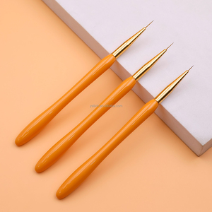 OEM & ODM 3PC Gel Nail Linework Brush Set <span class=keywords><strong>Orange</strong></span> Manche en plastique Détail Art Pinceau pour ongles Dessin Fleurs Doublure Nail Art Peinture - Product Image 4