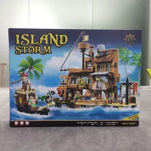 Blocs <span class=keywords><strong>de</strong></span> construction créatifs <span class=keywords><strong>de</strong></span> forteresse insulaire médiévale, pirate, château, bateau d'aventure, cabane <span class=keywords><strong>en</strong></span> rondins, modèle <span class=keywords><strong>de</strong></span> bateau, briques à assembler, jouet <span class=keywords><strong>en</strong></span> <span class=keywords><strong>plastique</strong></span> - Product Image 6
