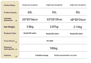 <span class=keywords><strong>Caisse</strong></span> pliable 35L avec couvercle en MDF, boîte de rangement pliable pour le camping, la maison, l'organisation du coffre, bac en <span class=keywords><strong>plastique</strong></span> empilable - Product Image 6