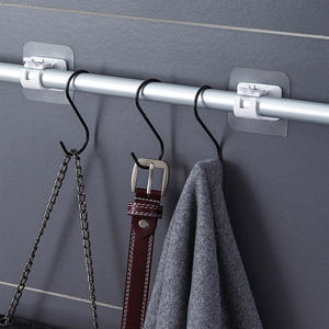 Support de Douche Auto-Adhésif Réglable Sans Perçage, <span class=keywords><strong>Tringle</strong></span> à Rideau et Accessoires, Barre à Serviettes, Crochet, Rail, Pinces Fixées - Product Image 4