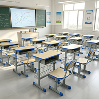 Chaises d'étude scolaires modernes et confortables pour étudiants, bureau réglable en hauteur avec structure métallique, utilisation en classe et en chambre