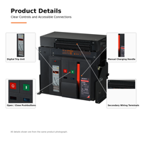 Disjoncteur intelligent GTW1 NIRCEE 1600A 400V 690V de type fixe ACB avec unité de déclenchement électronique pour distribution électrique numérique