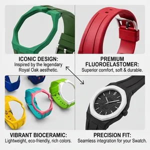 สำหรับ <span class=keywords><strong>Audemars</strong></span> <span class=keywords><strong>Piguet</strong></span> AP & Swatch Royal POP Pocket FKM สายนาฬิกา + ตัวเรือนป้องกันไบโอเซรามิก สายนาฬิกาและสายรัดข้อมือสำรอง - Product Image 5