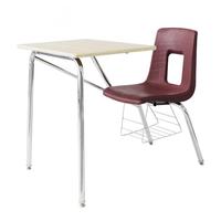Chaise en plastique rigide respectueuse de l'environnement et table d'étude pour enfants avec finition chromée, ensemble chaise et table pour mobilier scolaire