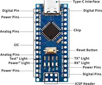 Módulo Honclay Nano V3.0 ATmega328P CH340G 5V 16M Mini USB, Placa de Desarrollo de Microcontrolador con Conectores PIN