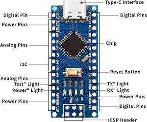 Honclay Nano V3.0 atmega328p mô-đun CH340G 5V 16m Mini USB Micro điều khiển ban phát triển với pin tiêu đề - Product Image 6