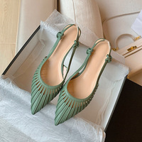 Nouvelles Sandales à Talons Hauts Pointus Fermés pour Femmes, Mules à Talons Épais avec Perles et Bride Cheville, Chaussures de Soirée pour Femme