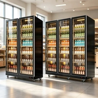 Vitrine Réfrigérée Commerciale à Température Unique avec Écran LED, Congélateur à Bière 2 Portes Grande Capacité en Acier Inoxydable 201 de Haute Qualité