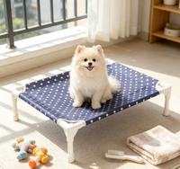 Erhöhtes Oxford-Stoff Hundebett mit Polka Dots, feuchtigkeitsabweisend, für alle Jahreszeiten, für kleine/mittlere Hunde, herausnehmbar und waschbar