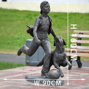 Figura <span class=keywords><strong>de</strong></span> bronce fundido, escultura <span class=keywords><strong>de</strong></span> niño y estatua <span class=keywords><strong>de</strong></span> perro, escultura <span class=keywords><strong>de</strong></span> jardín al aire libre para decoración <span class=keywords><strong>de</strong></span> jardín - Product Image 3