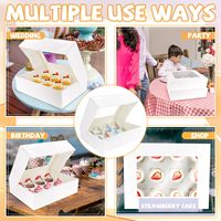 Boîtes à cupcakes, lot de 12, blanches, avec fenêtre et inserts gaufrés, en matériaux recyclés, pour boulangerie et desserts