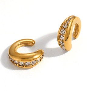 <b>Cuff</b> <b>Earrings</b> U Shaped 18k Gold Plated Diamond Channel Setting Ear Cartilage Clips - Product Image 5