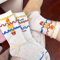 Chaussettes d'automne et d'hiver pour femmes en peluche French Fries
